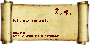 Klausz Amanda névjegykártya
